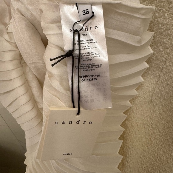 SANDRO NWT Cream Tweed Short-Sleeve Mini Dress - Picture 2 of 8